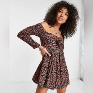 ASOS Women's Corsage Puff Ball Black and Red Mini Dress 10